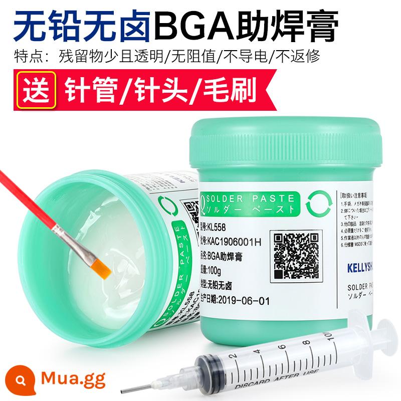 Kelly bảo trì điện thoại di động hàn bga hàn dán không chì halogen không hàn thông lượng không làm sạch hàn dán ống tiêm dầu hàn - Kem hàn không chì và không halogen KL558 100g đi kèm chổi + ống