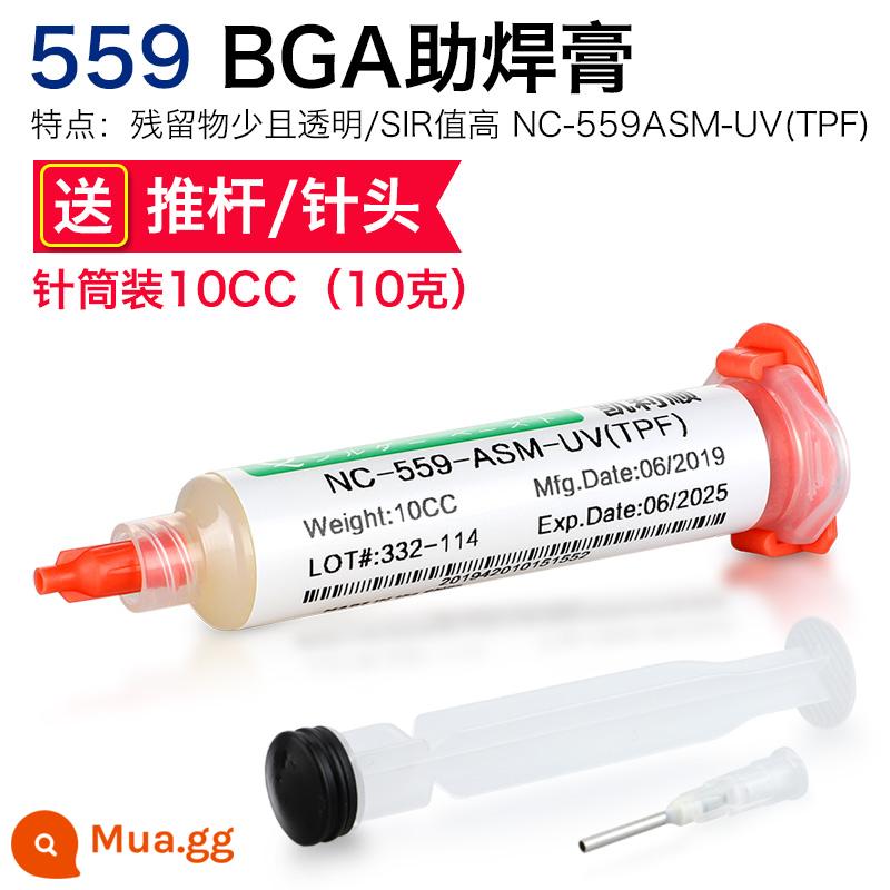 Kelly bảo trì điện thoại di động hàn bga hàn dán không chì halogen không hàn thông lượng không làm sạch hàn dán ống tiêm dầu hàn - NC559UV-TPF keo dán ống tiêm 10g đi kèm ống tiêm