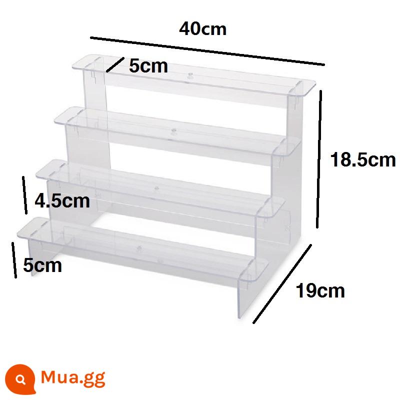 Acrylic bước Bubble Mart trưng bày đứng trưng bày hộp mù trong suốt mô hình hai chiều khung đế mô hình - 4 lớp 40cm