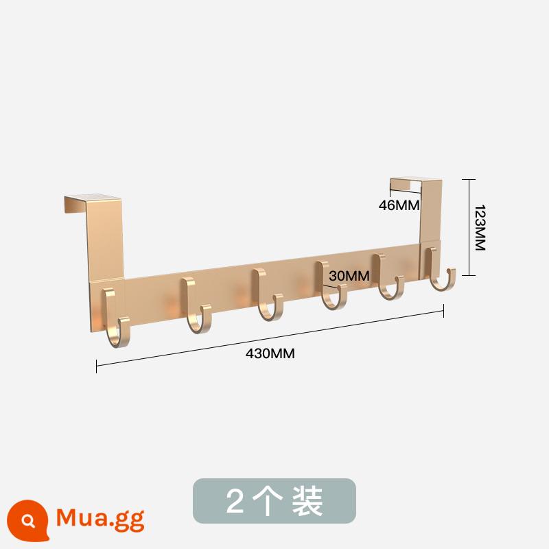 Hợp kim nhôm khoét lỗ phòng thay đồ cửa phòng móc treo quần áo giá treo tường dính móc lưu trữ hiện vật - Nâng cấp mới, làm dày và không biến dạng - vàng sâm panh (tất cả đều bằng nhôm 6 móc) 2 gói