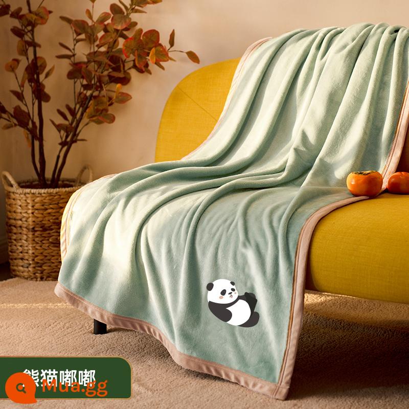 Chăn nhỏ chăn chân nghỉ trưa chăn mùa đông dày ngủ trưa văn phòng chăn sofa san hô chăn lông cừu sinh viên - Đậu Xanh Panda Dudu [Loại A]