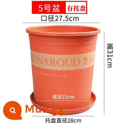 Chính hãng dày gallon nồi 6 gallon 7 gallon chậu hoa nhựa chậu hoa quá khổ nhựa cao ống hoa hồng cây ăn quả nồi - 5 Gallon Đỏ [Có Khay] 2 Gói