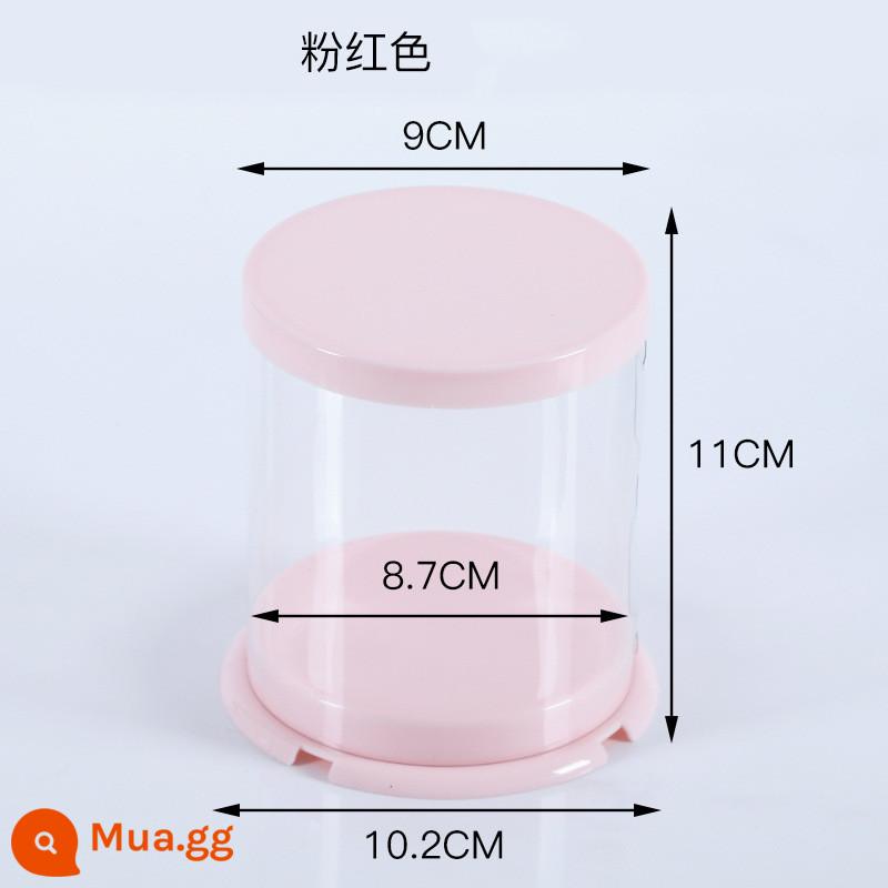 Ins Gấu Mini Feinan Tuyết Trang Trí Bánh Hộp Đóng Gói Trong Suốt 2 Inch Vòng Giấy Trong Suốt Hộp Bánh Mousse - Bộ 10 màu hồng