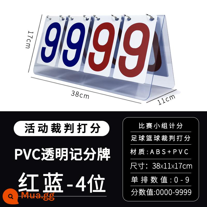 Bảng điểm bảng điểm có thể được lật lại bảng điểm bóng rổ bảng điểm bi-a bảng trò chơi bảng điểm bóng bàn - Bảng điểm bốn chữ số PVC trong suốt màu đỏ và xanh