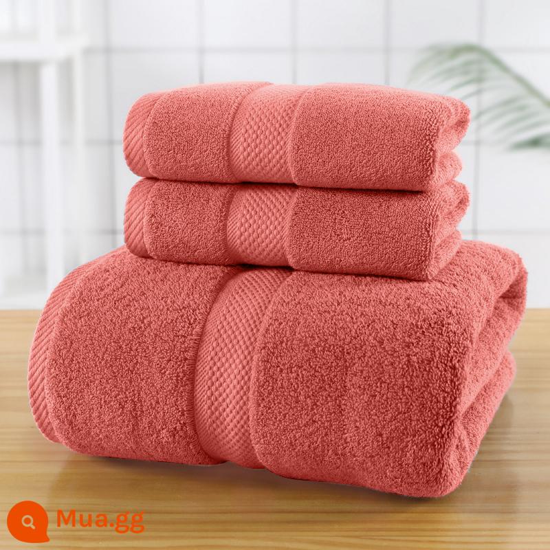 Lớn Khăn Tắm Hộ Gia Đình Cotton Nguyên Chất Cotton Thấm Hút Khăn Khách Sạn Bộ 3 Người Lớn Nam Nữ Quấn Khăn Mùa Đông Dày Dặn Mới 2022 - Bộ ba món màu cam-Santorini (1 khăn tắm + 2 khăn tắm)