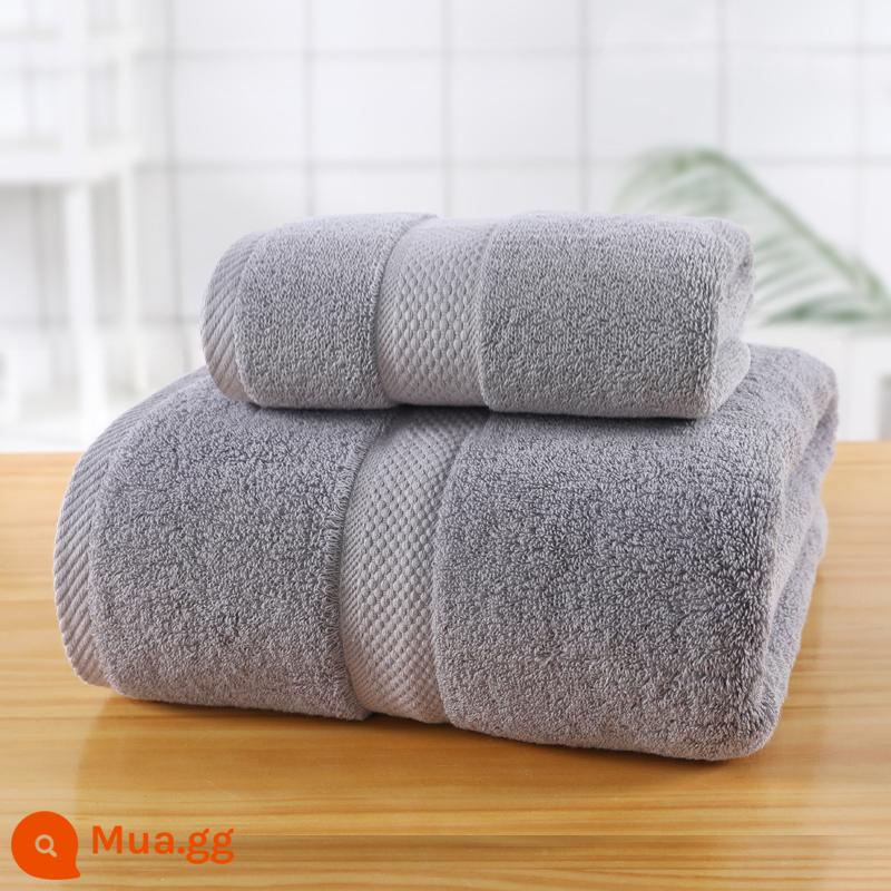 Lớn Khăn Tắm Hộ Gia Đình Cotton Nguyên Chất Cotton Thấm Hút Khăn Khách Sạn Bộ 3 Người Lớn Nam Nữ Quấn Khăn Mùa Đông Dày Dặn Mới 2022 - Bộ 2 món màu xám đậm-Santorini (1 khăn tắm + 1 khăn tay)