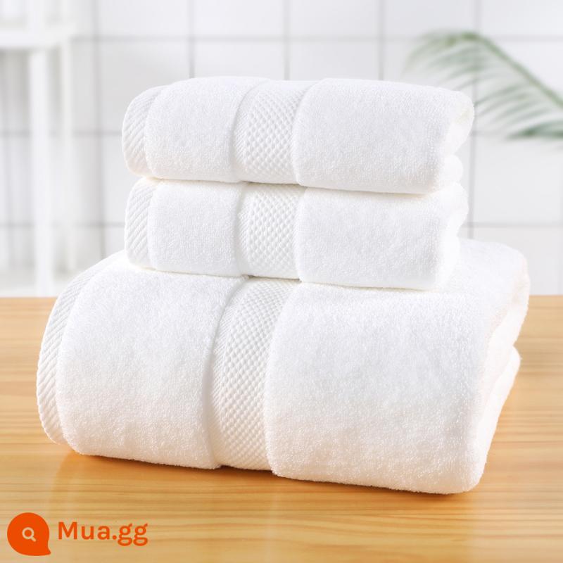 Lớn Khăn Tắm Hộ Gia Đình Cotton Nguyên Chất Cotton Thấm Hút Khăn Khách Sạn Bộ 3 Người Lớn Nam Nữ Quấn Khăn Mùa Đông Dày Dặn Mới 2022 - Bộ ba món màu trắng-Santorini (1 khăn tắm + 2 khăn lau tay)