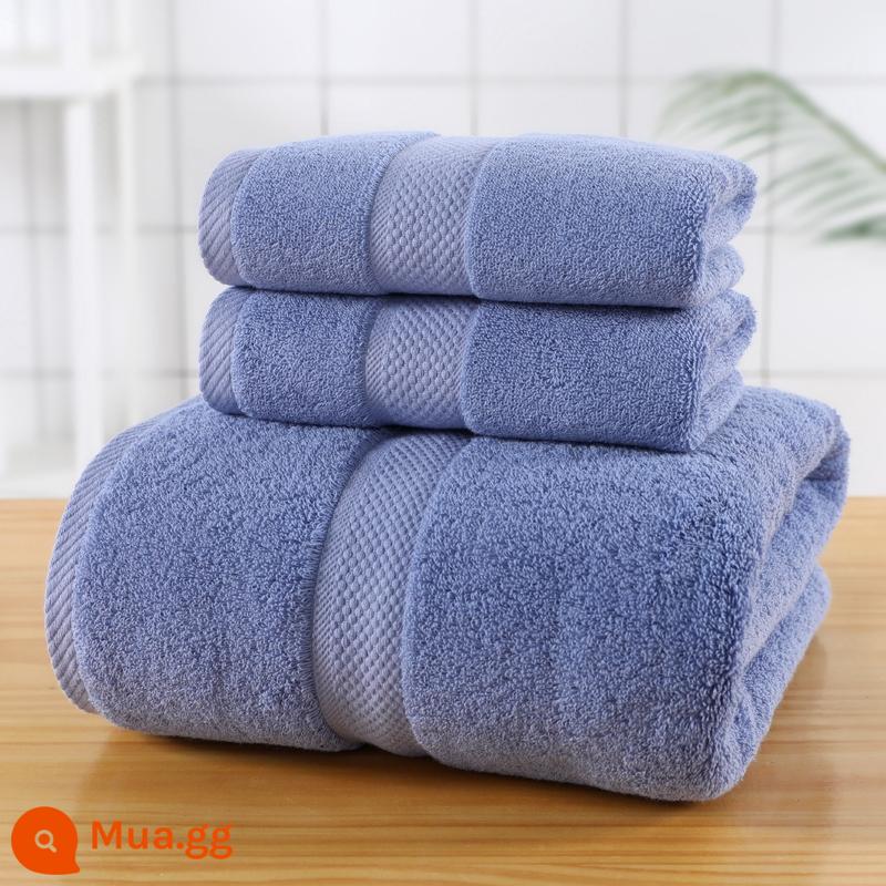 Lớn Khăn Tắm Hộ Gia Đình Cotton Nguyên Chất Cotton Thấm Hút Khăn Khách Sạn Bộ 3 Người Lớn Nam Nữ Quấn Khăn Mùa Đông Dày Dặn Mới 2022 - Bộ ba mảnh màu xanh Ray-Santorini (1 khăn tắm + 2 khăn tắm)