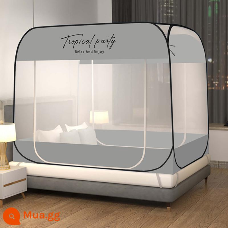 Màn chống muỗi yurt mới 1,5m tại nhà lắp đặt miễn phí Màn chống muỗi có dây kéo chống rơi cho trẻ em có giá đỡ lều 1,8m - English-Gray [Bảo hiểm vận chuyển miễn phí]