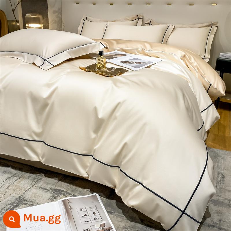 Xuất khẩu sang Ý 220 sợi dài cotton bốn mảnh nhẹ sang trọng 100% cotton chăn ga trải giường cotton nguyên chất bộ đồ giường đơn giản 4 - Sữa lắc Dimeng trắng cao cấp 220 cotton