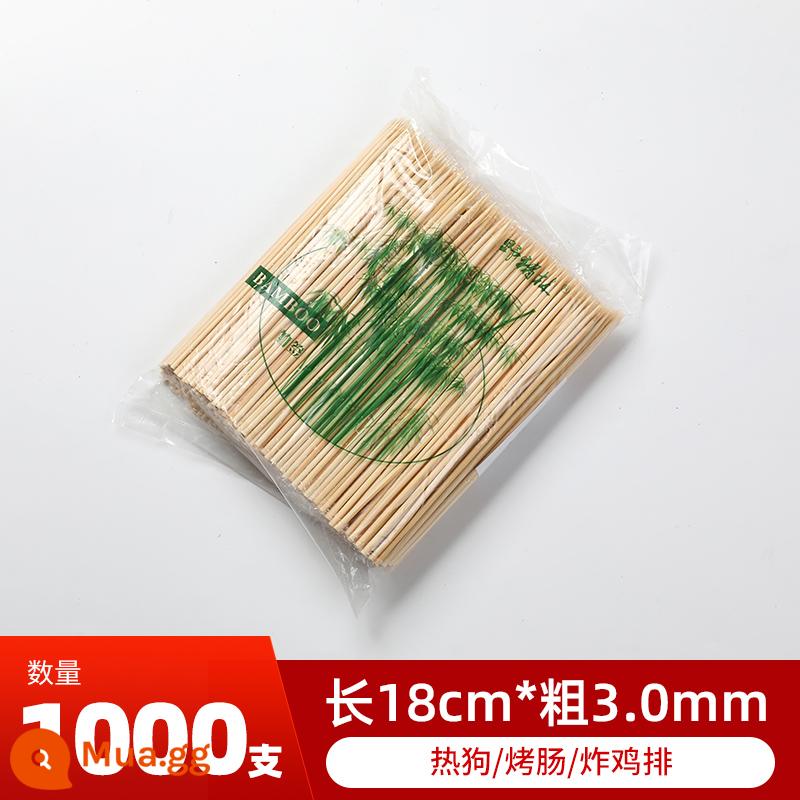 BBQ xiên tre dùng một lần thịt cừu xiên Bobo gà xiên chiên kẹo haws gluten xiên tre thương mại bán buôn - 18cm×3.0mm (1000 miếng)