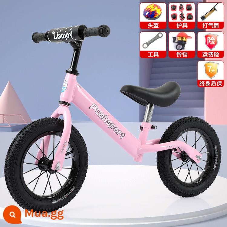 Xe thăng bằng trẻ em nhấp nháy xe 2 bánh yoyo đua 12 inch 14 inch xe trượt Scooter tự hành cho bé 2-3-6-7 tuổi - Lốp khí nén thép carbon cao 12 inch màu hồng + túi quà tặng, thích hợp cho 85-120 cm