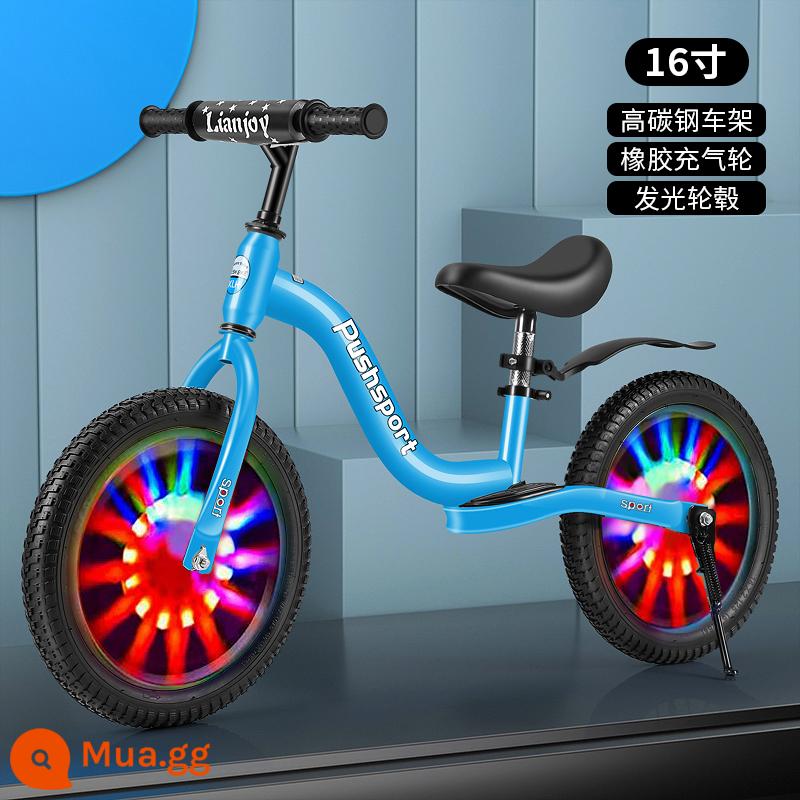 Xe thăng bằng trẻ em nhấp nháy xe 2 bánh yoyo đua 12 inch 14 inch xe trượt Scooter tự hành cho bé 2-3-6-7 tuổi - Bánh xe nan hoa sáng bóng kiểu S 16 inch màu xanh có gác chân phù hợp cho 120-150 cm