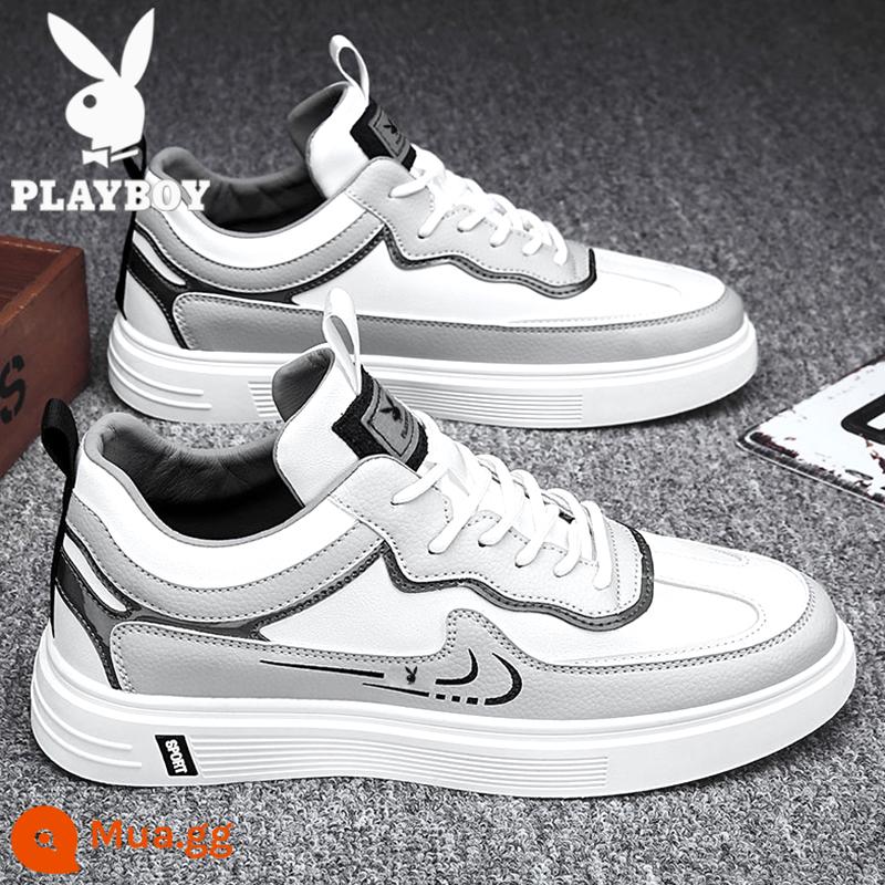 Giày Nam Playboy Mùa Đông 2022 Mới Giày Da Nam Giày Sneaker Da Nam Giày Nhỏ Màu Trắng Giày Hợp Thời Trang Tất Cả - Đông PL320512D trắng xám