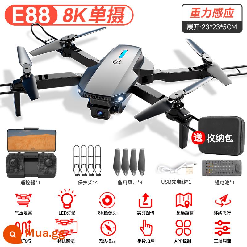 UAV trẻ em chuyên nghiệp chụp ảnh trên không độ nét cao máy bay điều khiển từ xa đồ chơi học sinh tiểu học máy bay không người lái mini cấp nhập cảnh nhỏ - [Thay thế bằng một cái mới sau khi sử dụng + túi lưu trữ miễn phí] 8K HD [máy ảnh đơn] + chụp ảnh trên không cố định độ cao thông minh / quay lại bằng một cú nhấp chuột + va chạm dữ dội và vẫn có thể chơi được sau hàng nghìn lần - màu đen