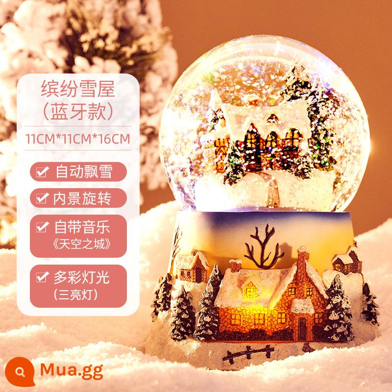 Giáng sinh bay tuyết Giáng sinh Cây bóng pha lê âm nhạc hộp tuyết Snow Birthday Birthday Girls Snow Slash - [Mẫu Bluetooth Ngôi nhà tuyết đầy màu sắc-Ba đèn] Âm nhạc không giới hạn + Tuyết tự động + Bao bì cổ điển