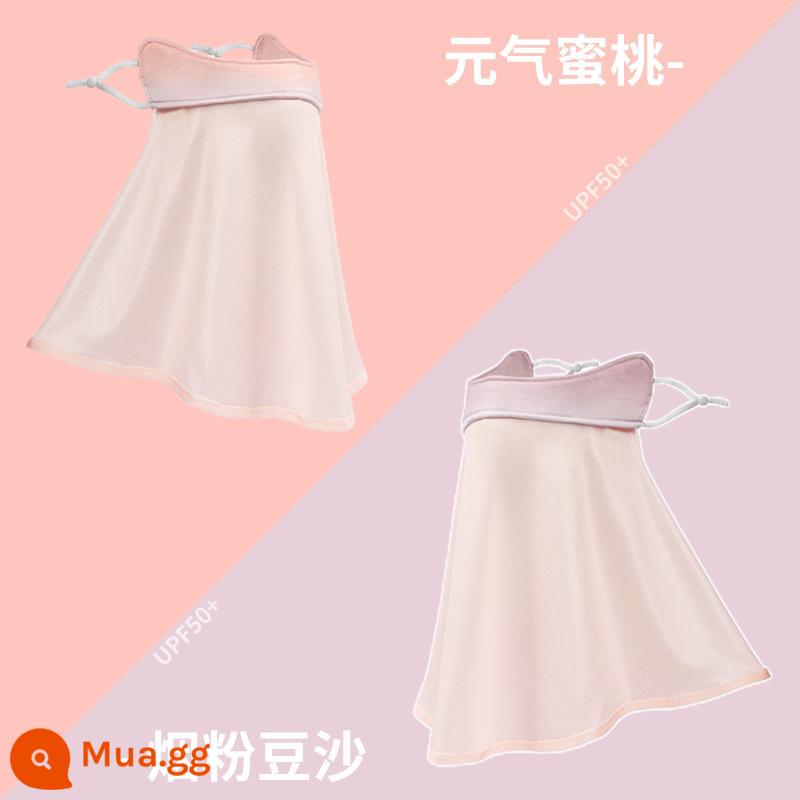 Mặt nạ chống nắng bảo vệ mắt Ice Silk che toàn bộ khuôn mặt, cổ và cổ của phụ nữ Xia Gao Yan Mặt nạ che nắng chống tia cực tím có giá trị khi lái xe - Vitality Peach + Bột đậu thuốc lá - Bảo vệ cổ gradient [Mua một tặng một]