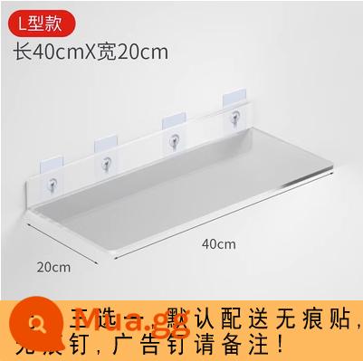 Kệ Acrylic treo tường vách ngăn miễn phí đục lỗ một từ bảng bếp bột phòng tắm kệ tùy chỉnh - Trong suốt hình chữ L dài 40CM rộng 20CM