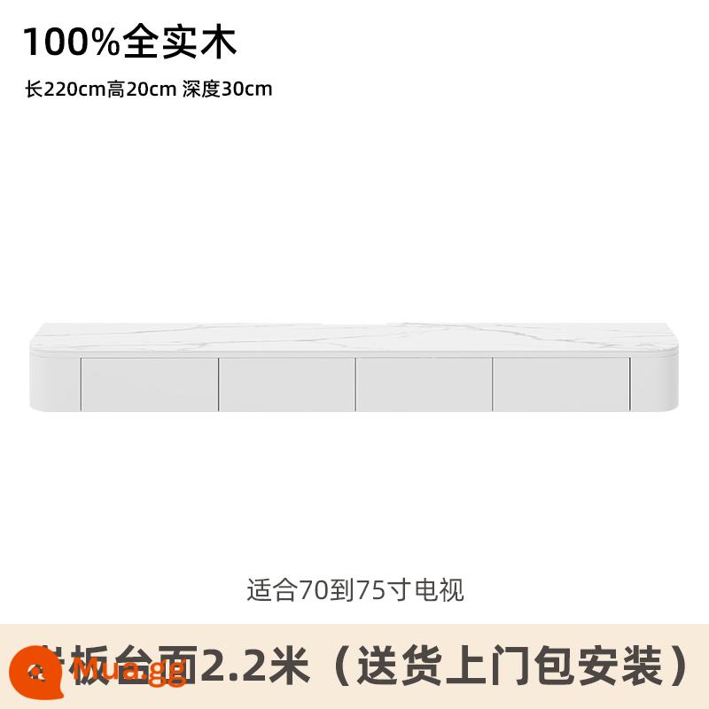 Tủ tivi treo tường gỗ treo tường lưu trữ phòng ngủ phòng khách nền tường căn hộ nhỏ màu trắng tủ tivi treo - [Nâng cấp và mở rộng] Tủ tivi 2,2m mặt đá trắng