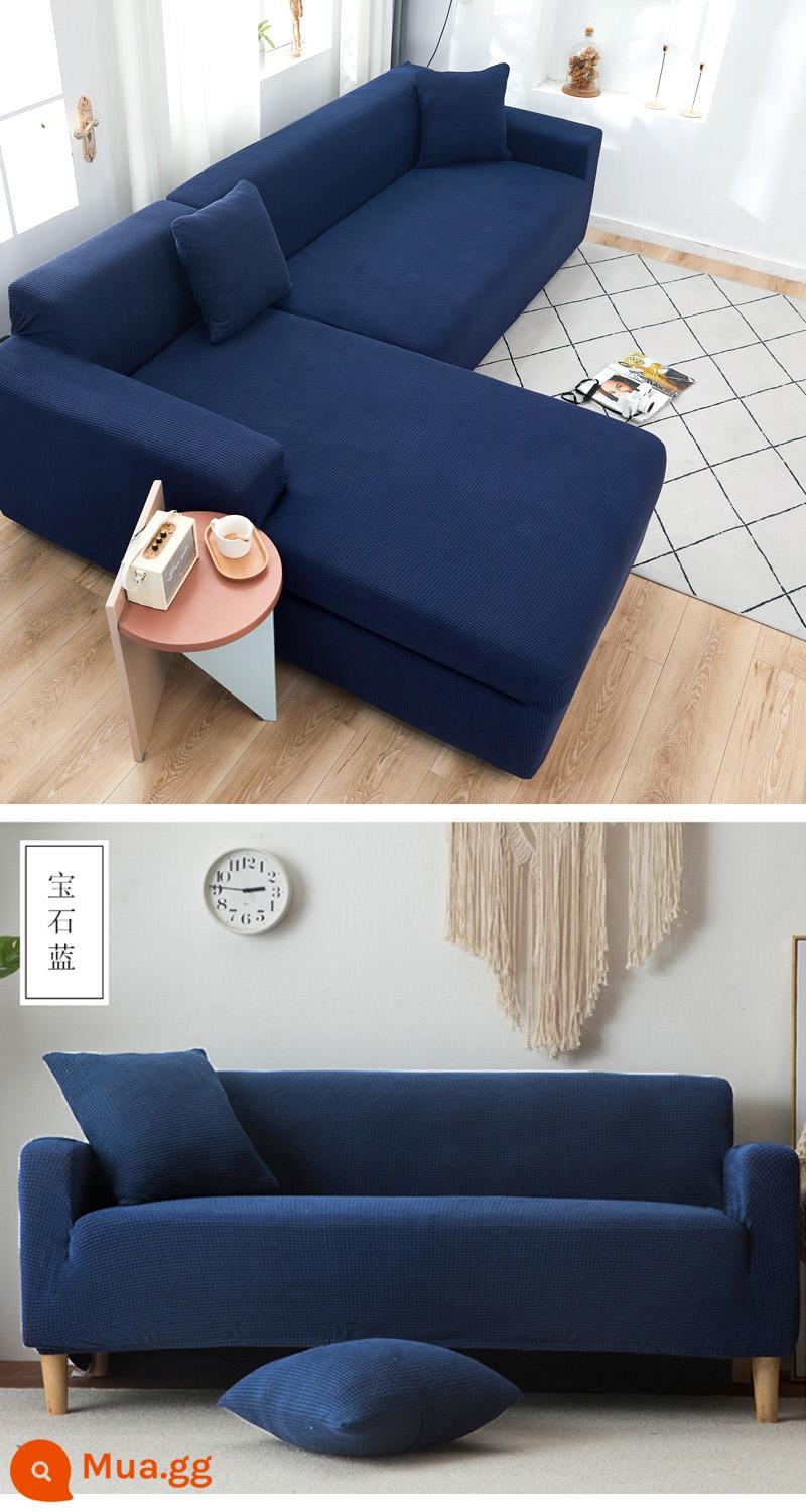 Bọc Ghế Sofa Tất Cả Bao Gồm Đa Năng Lười Full Bọc Ghế Sofa Bốn Mùa Đa Năng Sofa Đệm Đàn Hồi Bao Vải Bộ Vải - Màu xanh sapphire (dệt kim dày) đi kèm vỏ gối và dải chống trượt