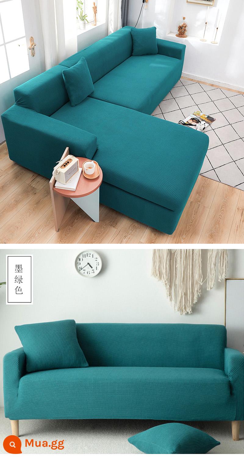 Bọc Ghế Sofa Tất Cả Bao Gồm Đa Năng Lười Full Bọc Ghế Sofa Bốn Mùa Đa Năng Sofa Đệm Đàn Hồi Bao Vải Bộ Vải - Màu xanh đậm (dệt kim dày) đi kèm vỏ gối và dải chống trượt