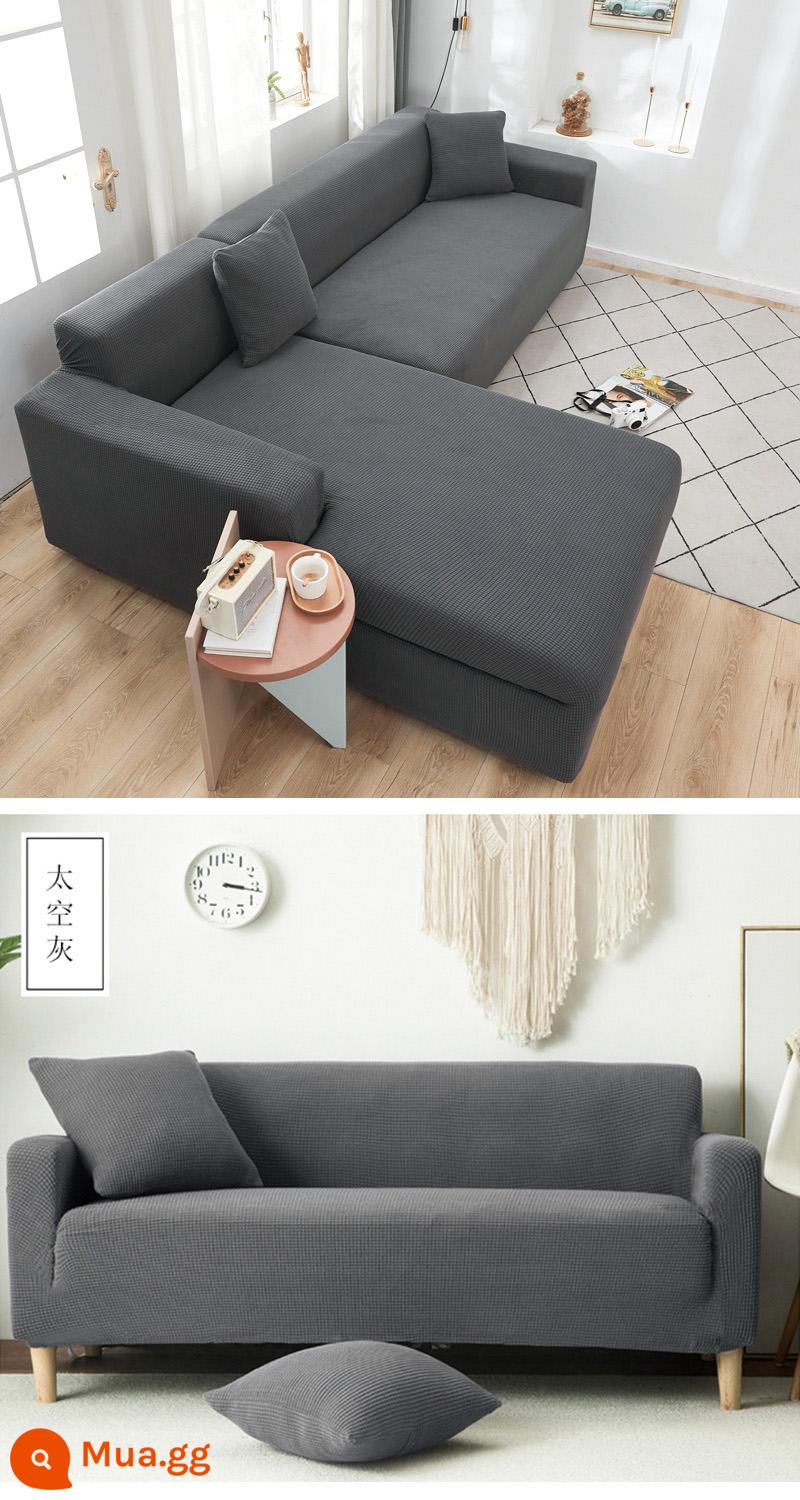 Bọc Ghế Sofa Tất Cả Bao Gồm Đa Năng Lười Full Bọc Ghế Sofa Bốn Mùa Đa Năng Sofa Đệm Đàn Hồi Bao Vải Bộ Vải - Space grey (dệt kim dày) đi kèm vỏ gối và dải chống trượt