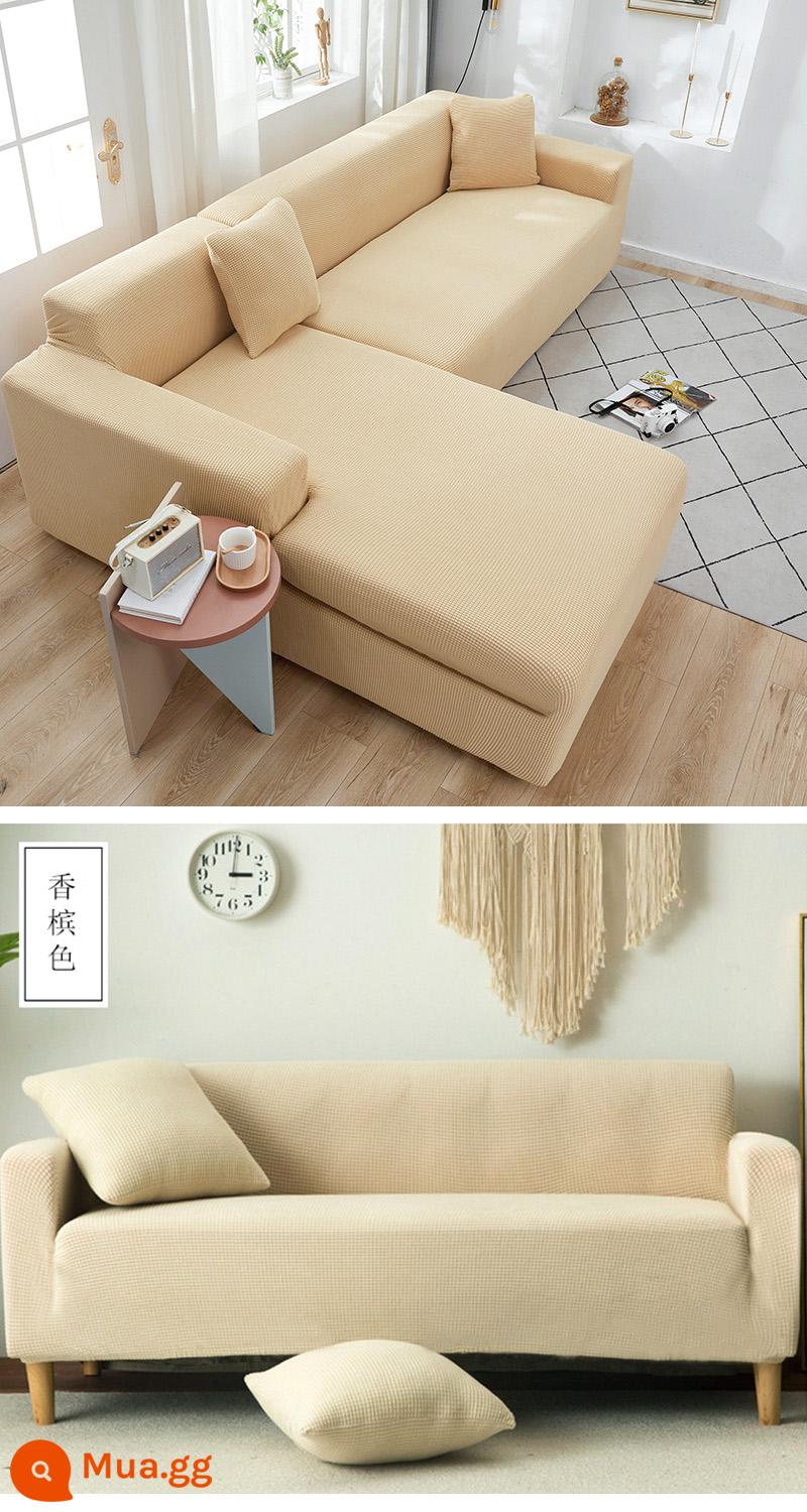 Bọc Ghế Sofa Tất Cả Bao Gồm Đa Năng Lười Full Bọc Ghế Sofa Bốn Mùa Đa Năng Sofa Đệm Đàn Hồi Bao Vải Bộ Vải - Màu be (dệt kim dày) đi kèm vỏ gối và dải chống trượt