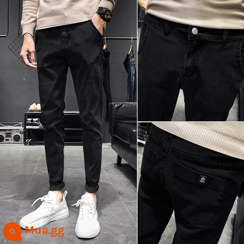 Quần Jean Nam Xuân Thu Phong Cách Mới 2023 Thương Hiệu Hợp Thời Trang Retro Slim Fit Chân Nhỏ Co Giãn Chín Điểm Quần Dài nam Phong Cách - A26 đen thường