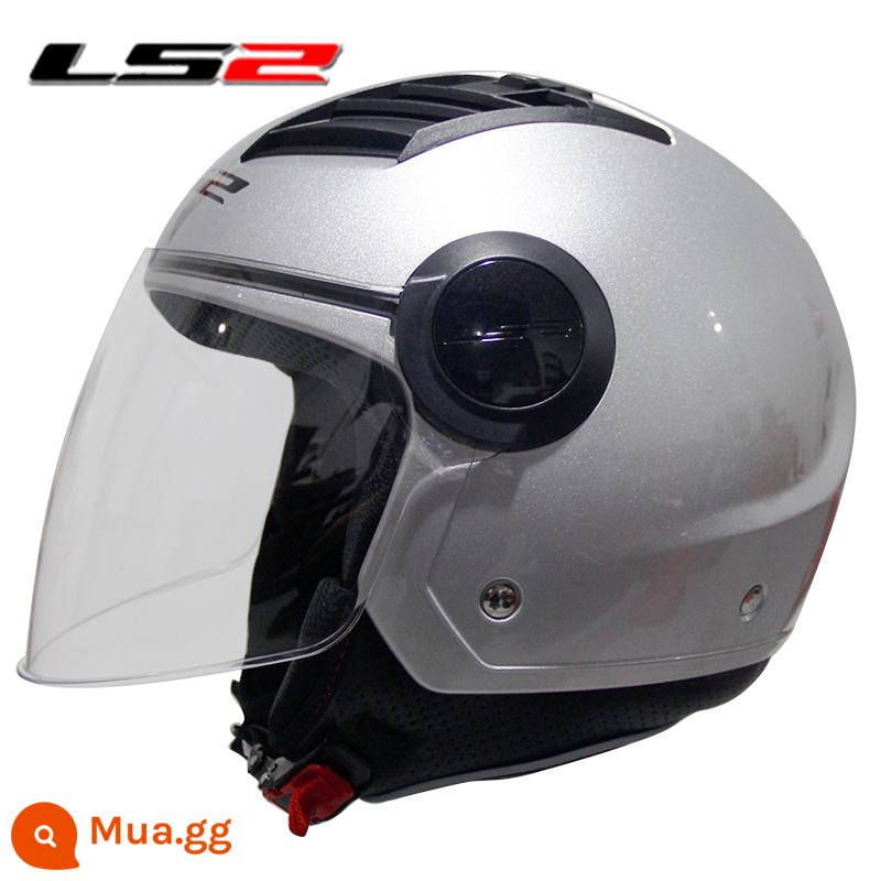 LS2 Xe Máy Size Lớn Nam Nữ Mùa Đông Harley Retro Mũ Bảo Hiểm Nửa Xe Máy Xe Điện Mũ Bảo Hiểm 4 Mùa - bạc