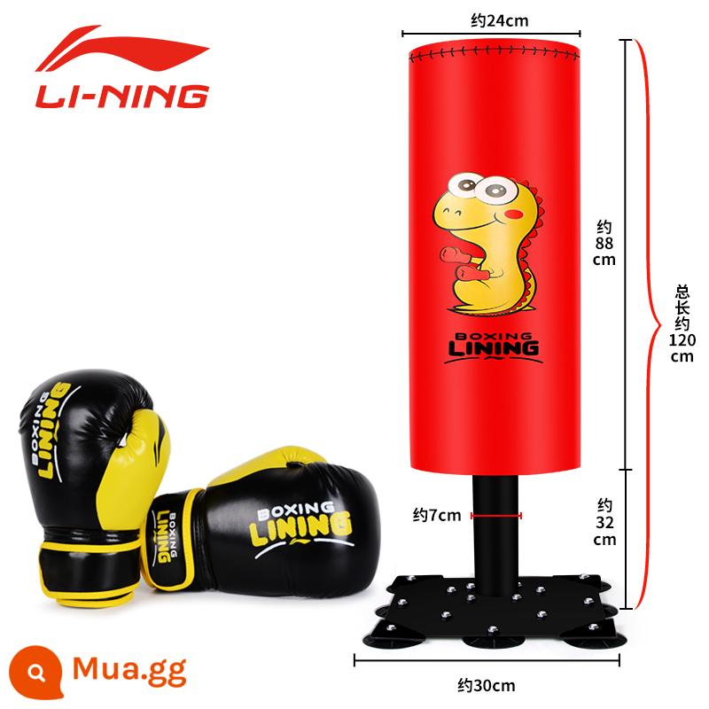 Găng tay đấm bốc trẻ em Li Ning Găng tay đấm bốc cho bé trai đấm trẻ em và bé gái tập luyện Bộ dụng cụ chuyên nghiệp trẻ em Sanda - [Găng Đấm Bốc Dày Đen + Bao Cát Đỏ] Bộ Combo Đấm Bốc Cho Trẻ Em