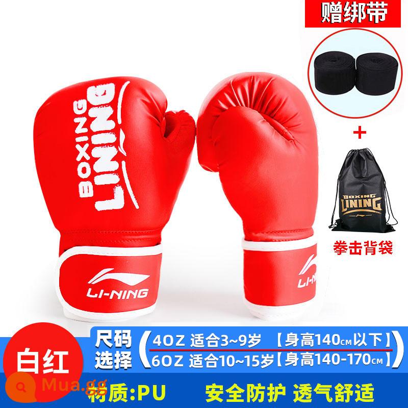 Găng tay đấm bốc trẻ em Li Ning Găng tay đấm bốc cho bé trai đấm trẻ em và bé gái tập luyện Bộ dụng cụ chuyên nghiệp trẻ em Sanda - Baihong [Nâng cấp chuyên nghiệp phòng tập Boxing] 3 ~ 15 tuổi ●Ba lô dây đeo miễn phí