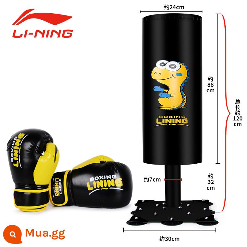 Găng tay đấm bốc trẻ em Li Ning Găng tay đấm bốc cho bé trai đấm trẻ em và bé gái tập luyện Bộ dụng cụ chuyên nghiệp trẻ em Sanda - [Găng Đấm Bốc Dày Màu Đen + Bao Cát Đen] Bộ Combo Đấm Bốc Cho Trẻ Em