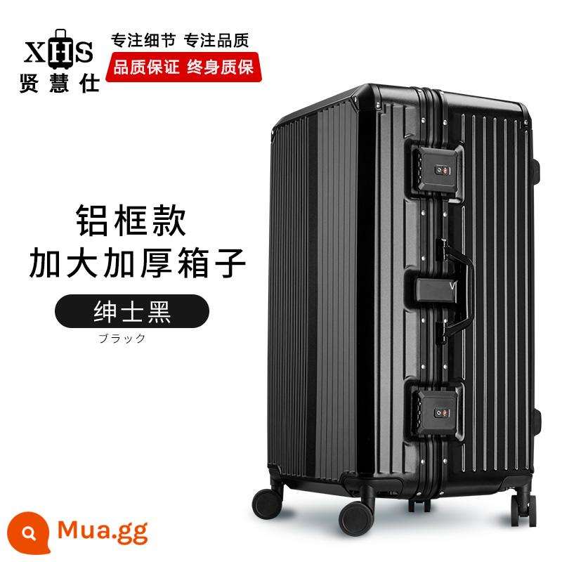 Máy khởi động Hyhishay của Nhật Bản Men's Large -Scapacity Travel Box Khung nhôm khung nhôm - Mẫu thường - quý ông đen - bảo hành phụ kiện trọn đời