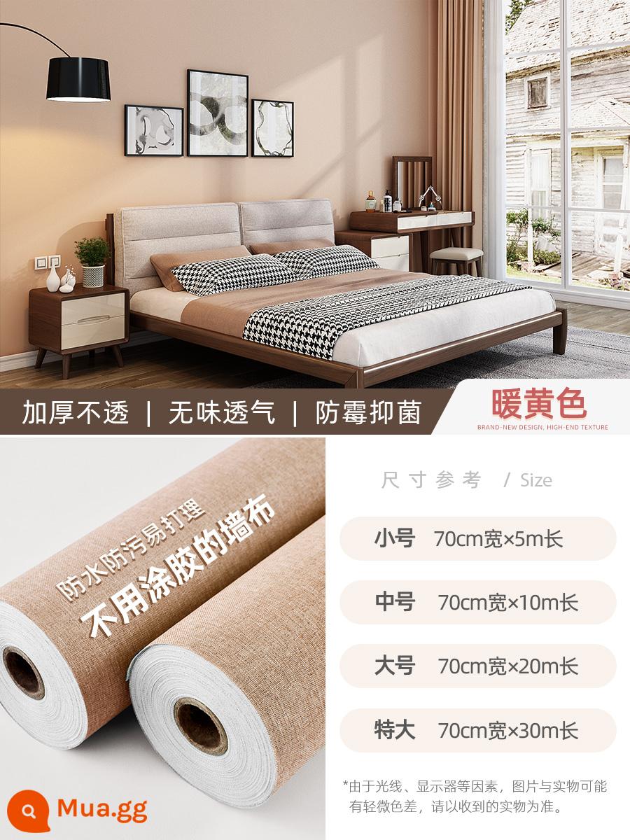 [Linen] Vải dán tường chống thấm nước chống ẩm chống nấm mốc giấy dán tường tự dính cao cấp phòng ngủ nền tường miếng dán tường trang trí chống thấm nước - Màu vàng ấm [không thấm nước, chống vết bẩn, chống nấm]