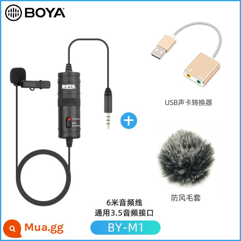 Boya Boya BY-M1 micro lavalier ăn và phát thanh không dây điều khiển âm thanh cổ áo micro chuyên nghiệp đài phát thanh lúa mì điện thoại di động - Card âm thanh bộ chuyển đổi USB Boya M1+USB [dành cho máy tính]