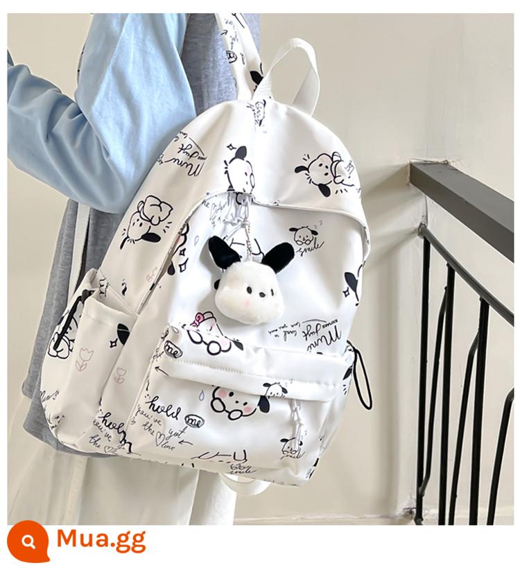 Kuromi Giai Điệu Ngọc Chó Schoolbag Nữ Trung Học Cơ Sở Ba Lô Học Sinh Tiểu Học Ba Lô Dành Cho Lớp 3 Đến Lớp 6 - Vai RX Pacha màu trắng (+ Mặt dây chuyền)