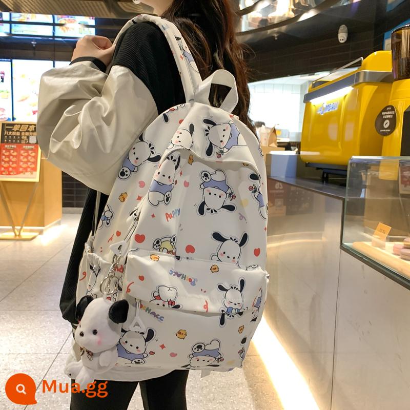 Kuromi Giai Điệu Ngọc Chó Schoolbag Nữ Trung Học Cơ Sở Ba Lô Học Sinh Tiểu Học Ba Lô Dành Cho Lớp 3 Đến Lớp 6 - Pacha trắng vui vẻ (gửi mặt dây chuyền)