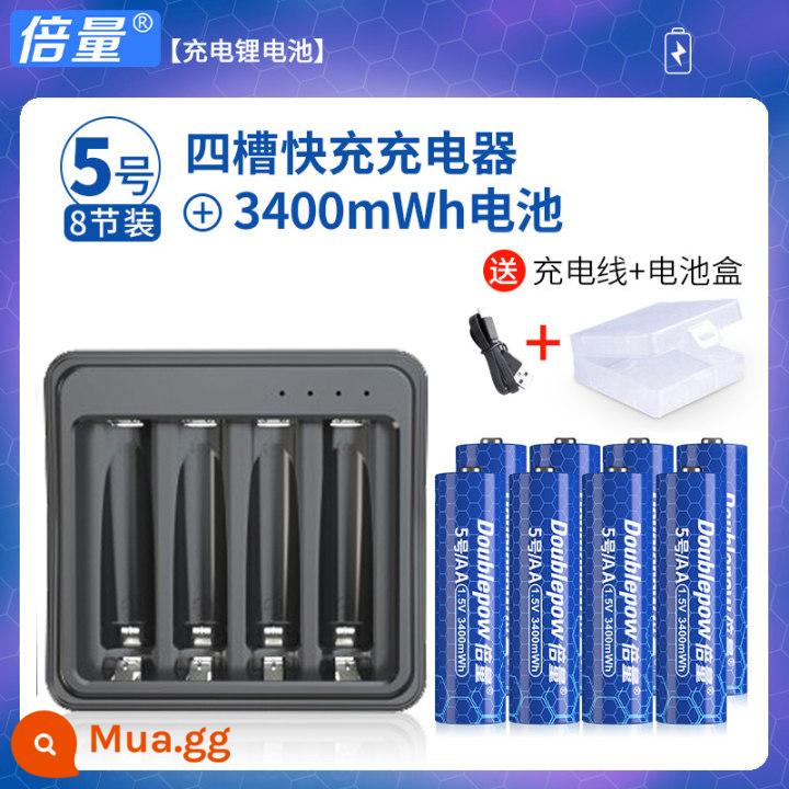 Sạc đôi pin lithium Bộ sạc số 5 Số 7 Điện áp không đổi 1.5V nhanh Số 5 và 7 USB sạc dung lượng lớn - Sạc nhanh + Số 5 8 cell [3400mWh]