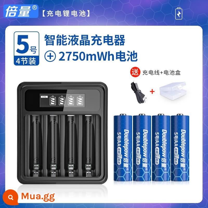 Sạc đôi pin lithium Bộ sạc số 5 Số 7 Điện áp không đổi 1.5V nhanh Số 5 và 7 USB sạc dung lượng lớn - Sạc nhanh LCD mới + Số 5 4 cell [2750mWh] sản phẩm mới bán chạy