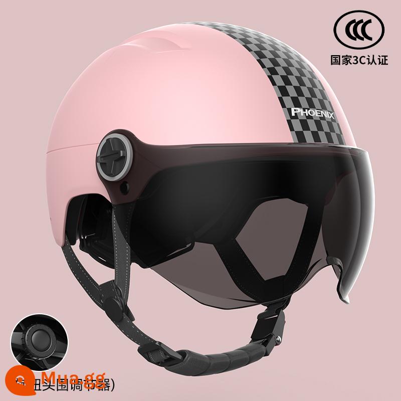 3c được chứng nhận xe điện mũ cứng mũ bảo hiểm mùa hè nam - 3C Coral Pink [Ống kính chống nắng]