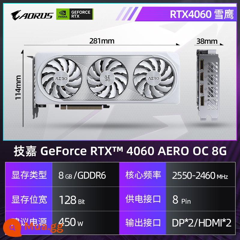 Gigabyte RTX3060 3060Ti 8G 12G Magic Eagle Máy Tính Máy Tính Game Màn Hình Độc Lập Thẻ RTx2060 - [4060 Snow Eagle]RTX 4060 AERO OC