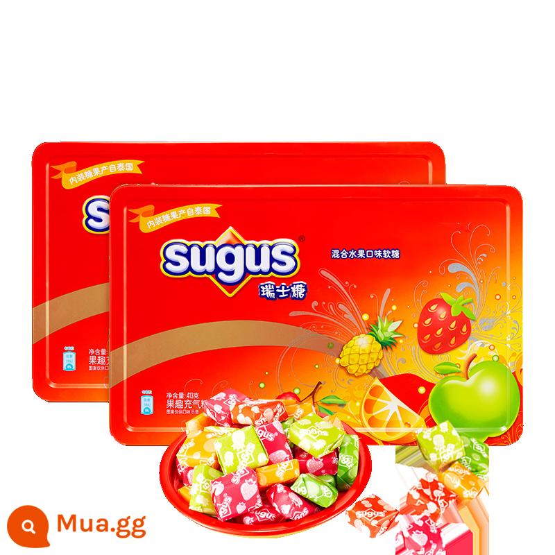 Đường Thụy Sỹ hộp sắt 550g kết hợp Kẹo Tết Kẹo quà biếu Tết - Đường Thụy Sĩ 413g*2