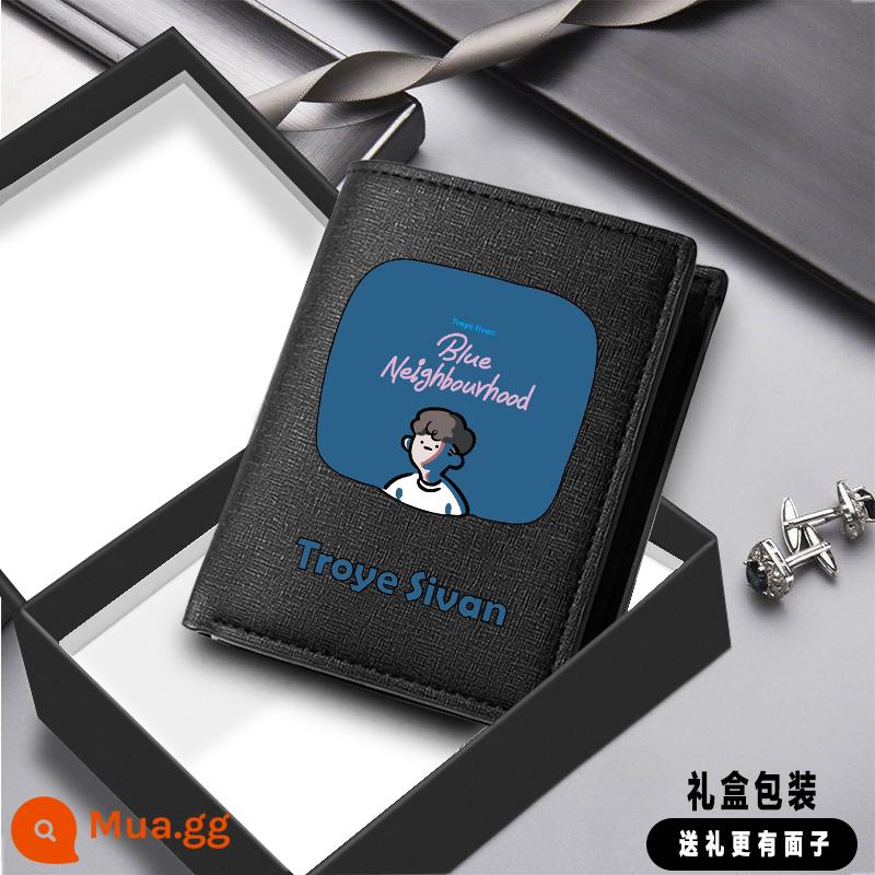 Troye Xiwen tuổi teen ví sinh viên nam thương hiệu hợp thời trang phiên bản dài ngắn phong cách retro Nhật Bản phiên bản Hàn Quốc ví đơn giản thủy triều - Trojan ngắn