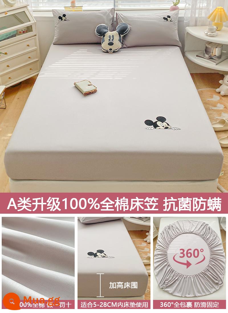 Ga trải giường bằng cotton nguyên chất được trang bị tấm đơn mảnh cotton chống bụi bao gồm tất cả các loại ga trải giường bao gồm túi ngủ nệm Simmons 2023 mới - ms bông mới được nâng cấp--Mickey-Mountain Ash [Ủy quyền chính hãng của Disney]