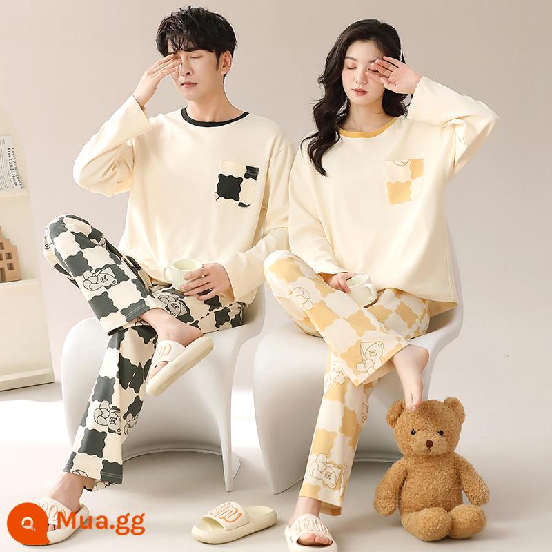 Bộ Đồ Ngủ Cặp Đôi Mùa Xuân Và Mùa Thu Cotton Nguyên Chất Dài Tay Quần Nữ Hoạt Hình Dễ Thương Size Lớn Rời Nam Homewear Bộ - 91573 (mẫu mới bán chạy)