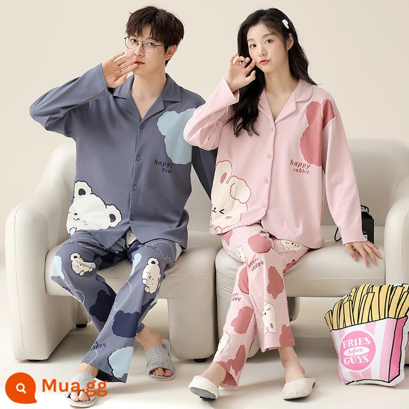 Bộ Đồ Ngủ Cặp Đôi Mùa Xuân Và Mùa Thu Cotton Nguyên Chất Dài Tay Quần Nữ Hoạt Hình Dễ Thương Size Lớn Rời Nam Homewear Bộ - 58311 (mẫu mới bán chạy)