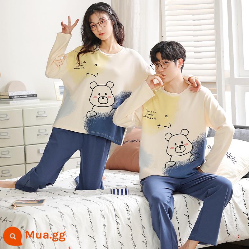 Bộ Đồ Ngủ Cặp Đôi Mùa Xuân Và Mùa Thu Cotton Nguyên Chất Dài Tay Quần Nữ Hoạt Hình Dễ Thương Size Lớn Rời Nam Homewear Bộ - XGLC58179--