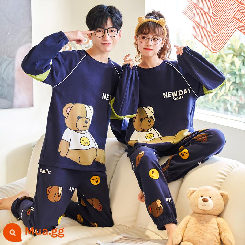 Bộ Đồ Ngủ Cặp Đôi Mùa Xuân Và Mùa Thu Cotton Nguyên Chất Dài Tay Quần Nữ Hoạt Hình Dễ Thương Size Lớn Rời Nam Homewear Bộ - GEY558-