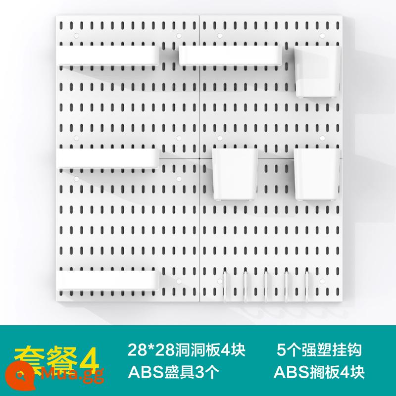 Không Đục Lỗ Hộ Gia Đình Lỗ Bảng Treo Tường Ký Túc Xá Nhà Bếp Treo Tường Nhà Tắm Vách Ngăn Treo Tường Kệ Đựng Đồ Phân Vùng - Bộ bốn màu trắng