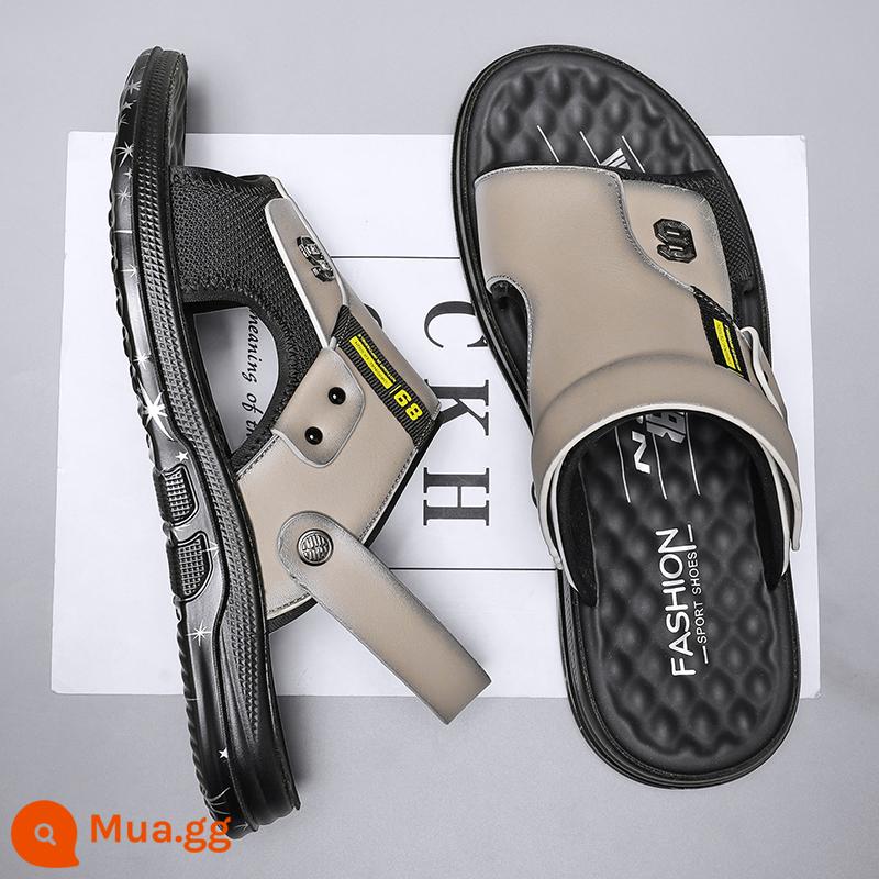 Bố Giày Sandal Nam Mùa Hè Ngoài Trời Đi Lái Xe Thể Thao Giải Trí Chống Trơn Trượt Khử Mùi Đáy Mềm Chịu Mài Mòn Dép Đi Biển - Màu be--A111